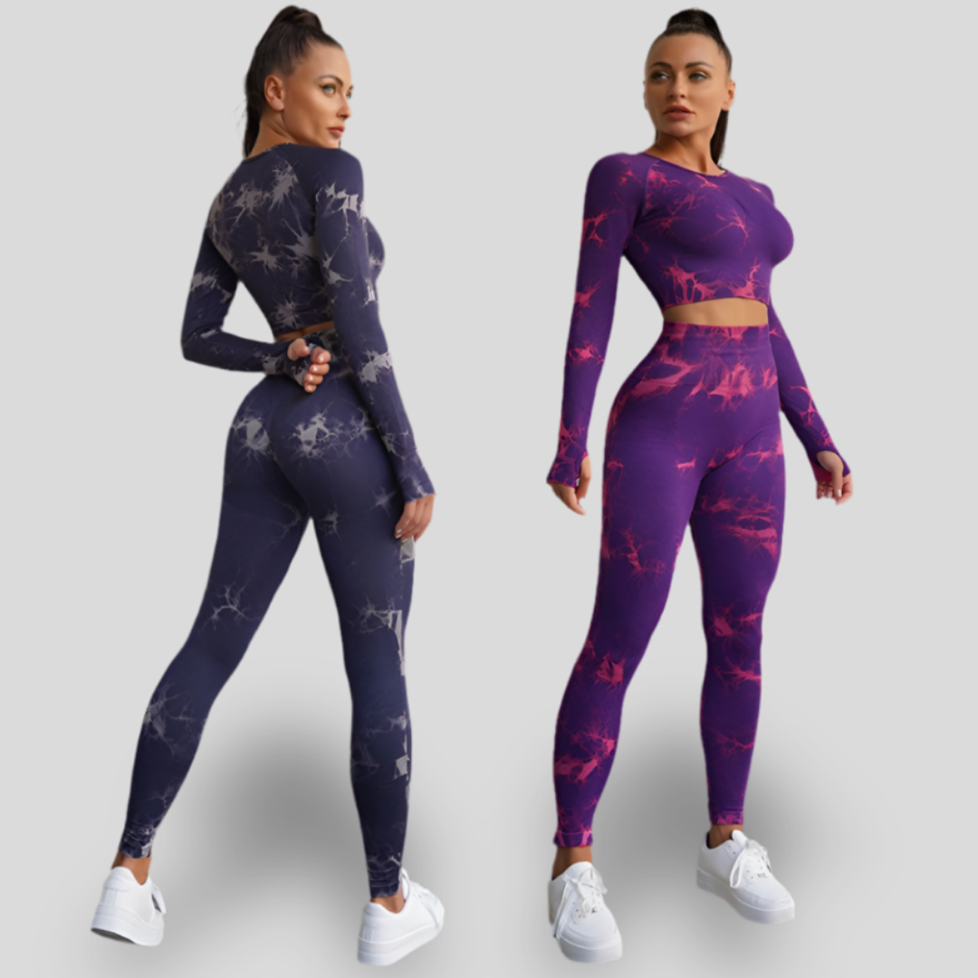 LONG SLEEVE HIGH WAIST YOGA SET - CLOUD