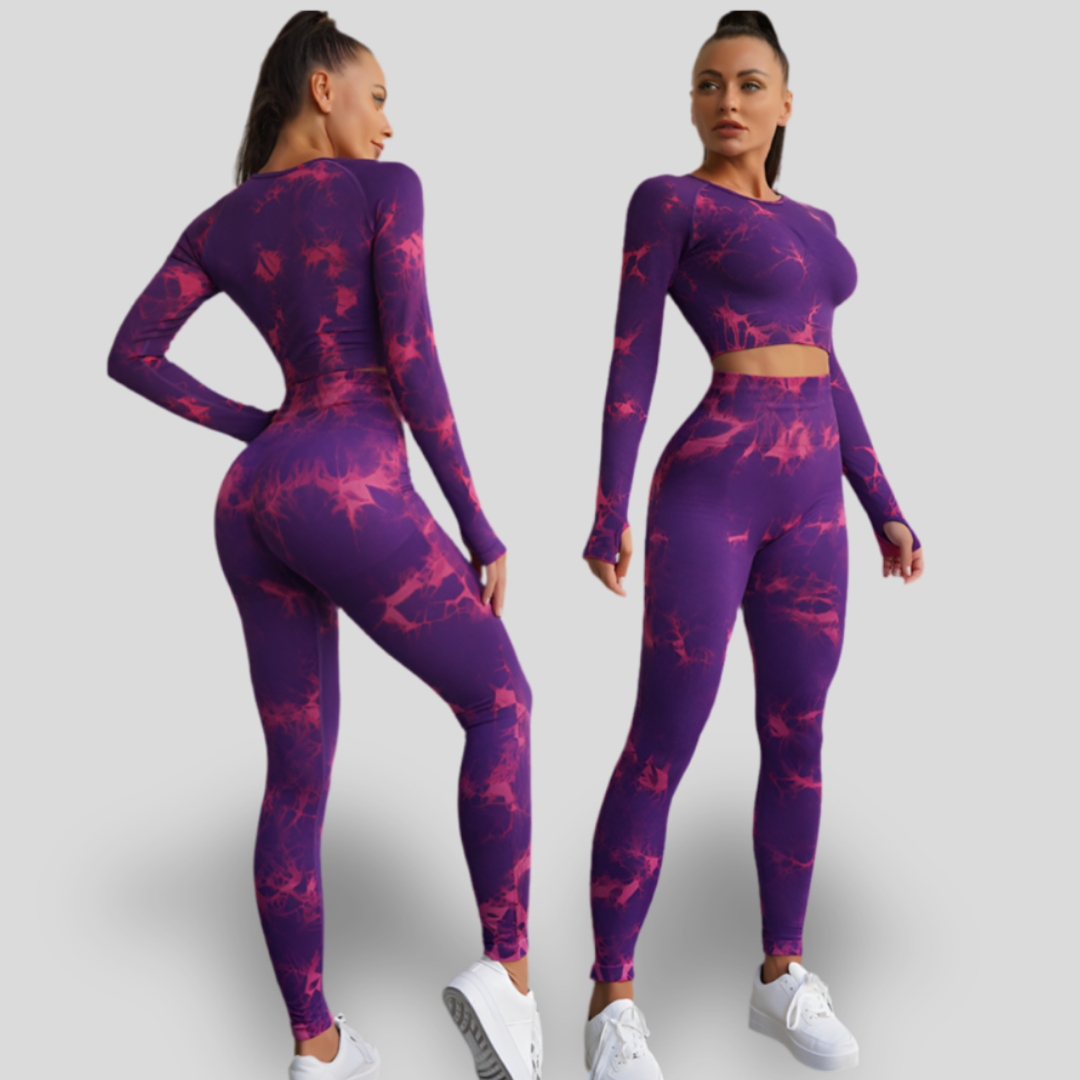 LONG SLEEVE HIGH WAIST YOGA SET - CLOUD