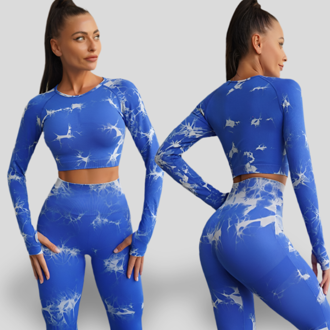 LONG SLEEVE HIGH WAIST YOGA SET - CLOUD