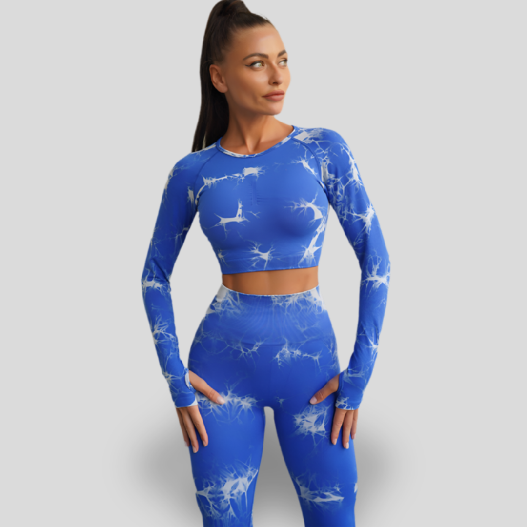 LONG SLEEVE HIGH WAIST YOGA SET - CLOUD