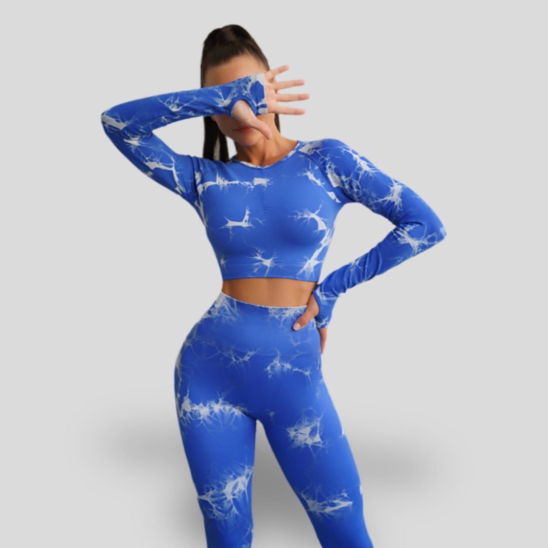 LONG SLEEVE HIGH WAIST YOGA SET - CLOUD