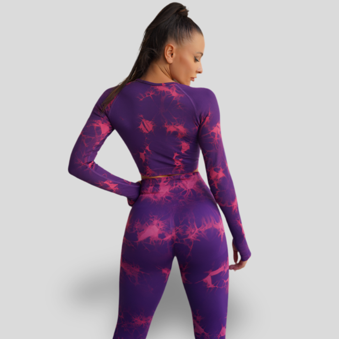 LONG SLEEVE HIGH WAIST YOGA SET - CLOUD