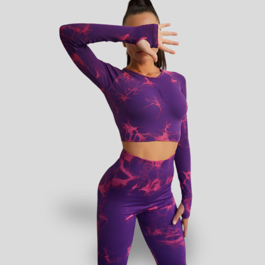 LONG SLEEVE HIGH WAIST YOGA SET - CLOUD