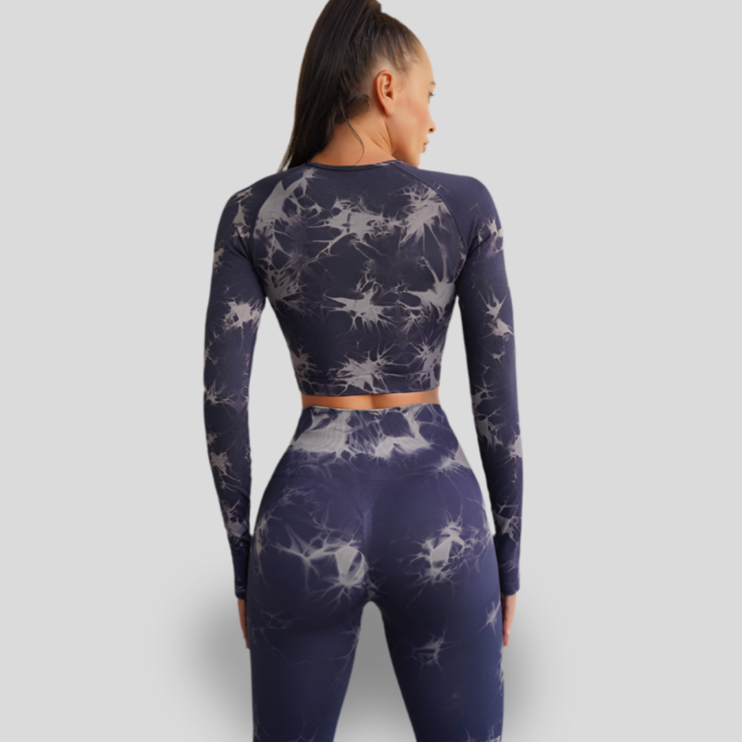 LONG SLEEVE HIGH WAIST YOGA SET - CLOUD