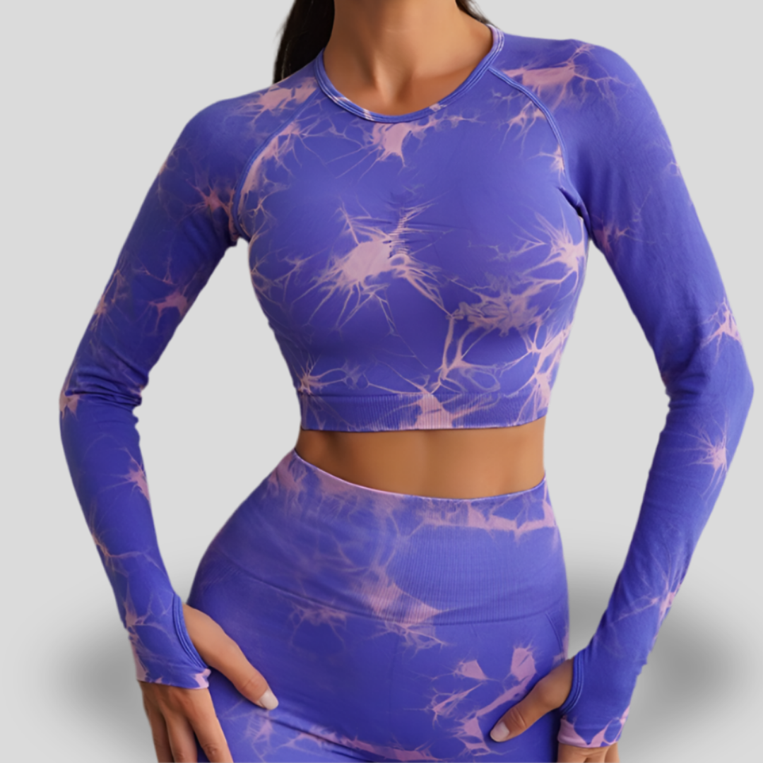 LONG SLEEVE HIGH WAIST YOGA SET - CLOUD