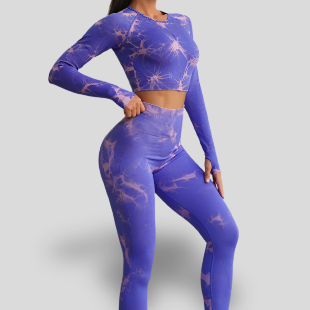 LONG SLEEVE HIGH WAIST YOGA SET - CLOUD