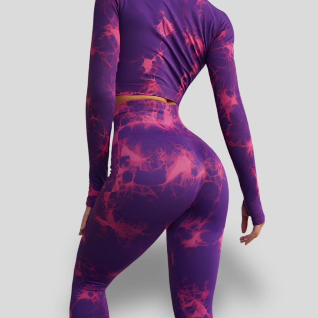LONG SLEEVE HIGH WAIST YOGA SET - CLOUD