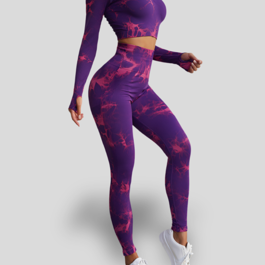 LONG SLEEVE HIGH WAIST YOGA SET - CLOUD