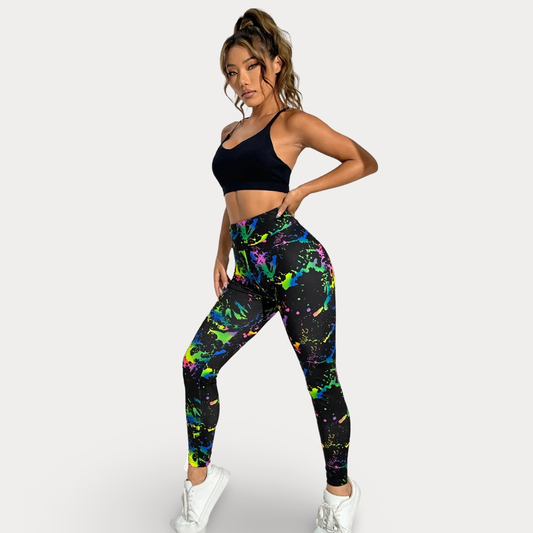 FLUORESCENT MULTICOLORED LEGGINGS - BRIGHT GRAPHIC