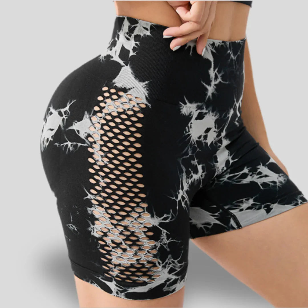 SHORTS DE SPORT SANS COUTURE À MOTIF NOIR ET BLANC - GRID