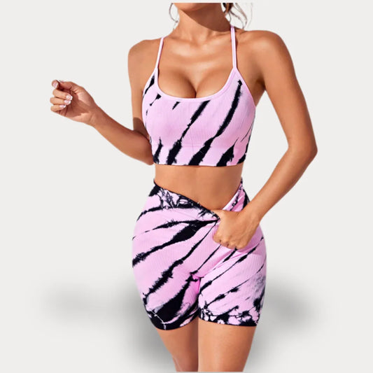 ENSEMBLE AVEC HAUT DOS CROISÉ ET SHORTS PUSH-UP - TIGER