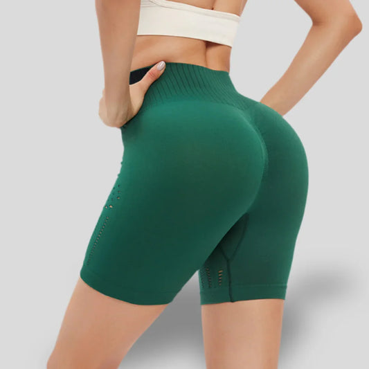 SHORTS TAILLE HAUTE AVEC TRANSPARENCE SUR LES CUISSES - EMERALD