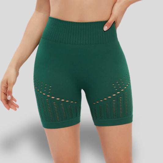SHORTS TAILLE HAUTE AVEC TRANSPARENCE SUR LES CUISSES - EMERALD