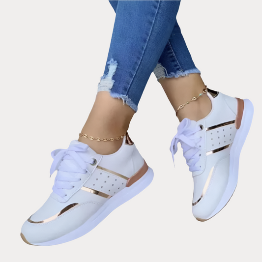 SUEDE SHOES WITH GOLD INSERTS - GLOSS