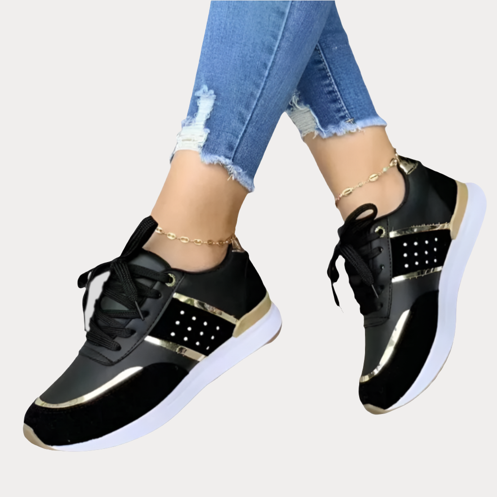CHAUSSURES EN DAIM AVEC INSERTS DORÉS - GLOSS