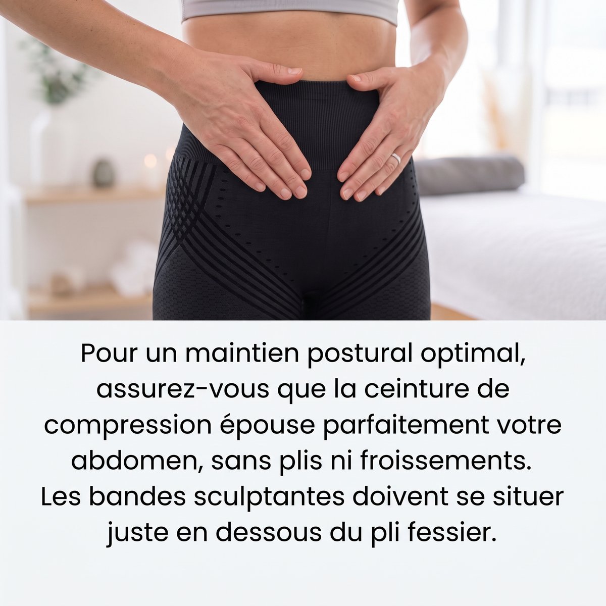 Positionnement de la ceinture de compression et des bandes sculptantes