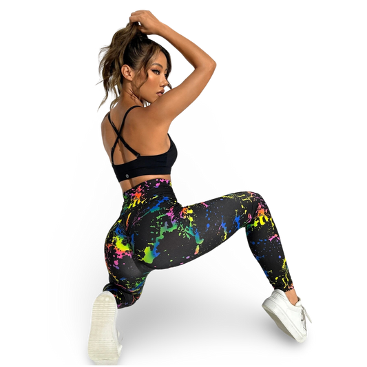 FLUORESCENT MULTICOLORED LEGGINGS - BRIGHT GRAPHIC