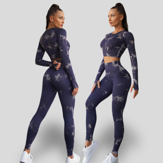 LONG SLEEVE HIGH WAIST YOGA SET - CLOUD