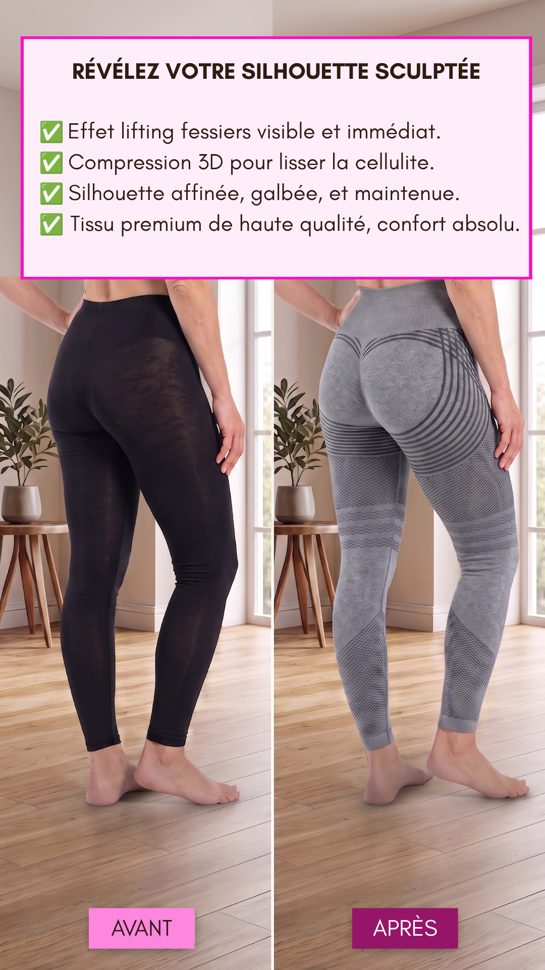 Legging 3D Pink Rose : effet lifting du fessier et silhouette gainée