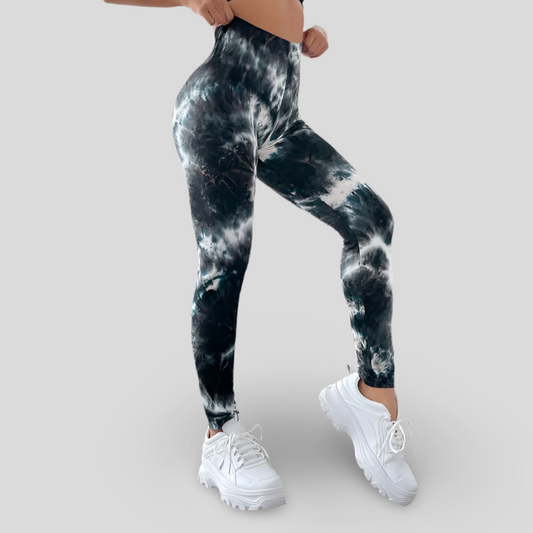 MODERN COLORFUL LIGHTNING PATTERN SPORTS LEGGINGS - STORM