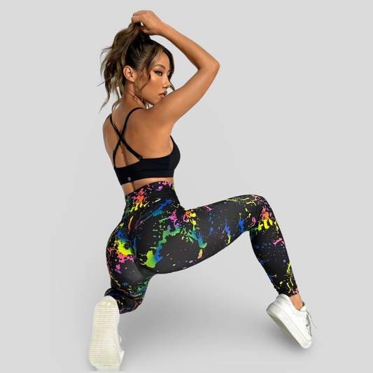 FLUORESCENT MULTICOLORED LEGGINGS - BRIGHT GRAPHIC