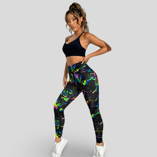 FLUORESCENT MULTICOLORED LEGGINGS - BRIGHT GRAPHIC