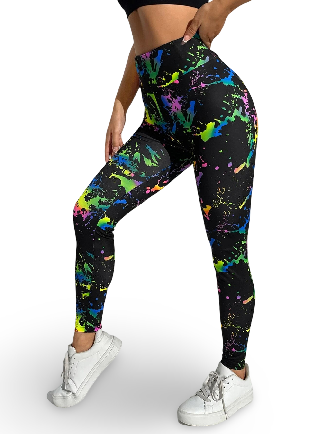 FLUORESCENT MULTICOLORED LEGGINGS - BRIGHT GRAPHIC