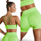 ENSEMBLE DE SPORT LIME AVEC DÉBARDEUR DOS CROISÉ ET SHORTS PUSH-UP - FLUO