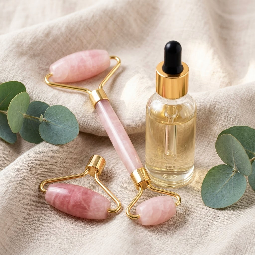 Rouleau de Massage Facial en Jade Véritable – Éclat et Anti-Âge