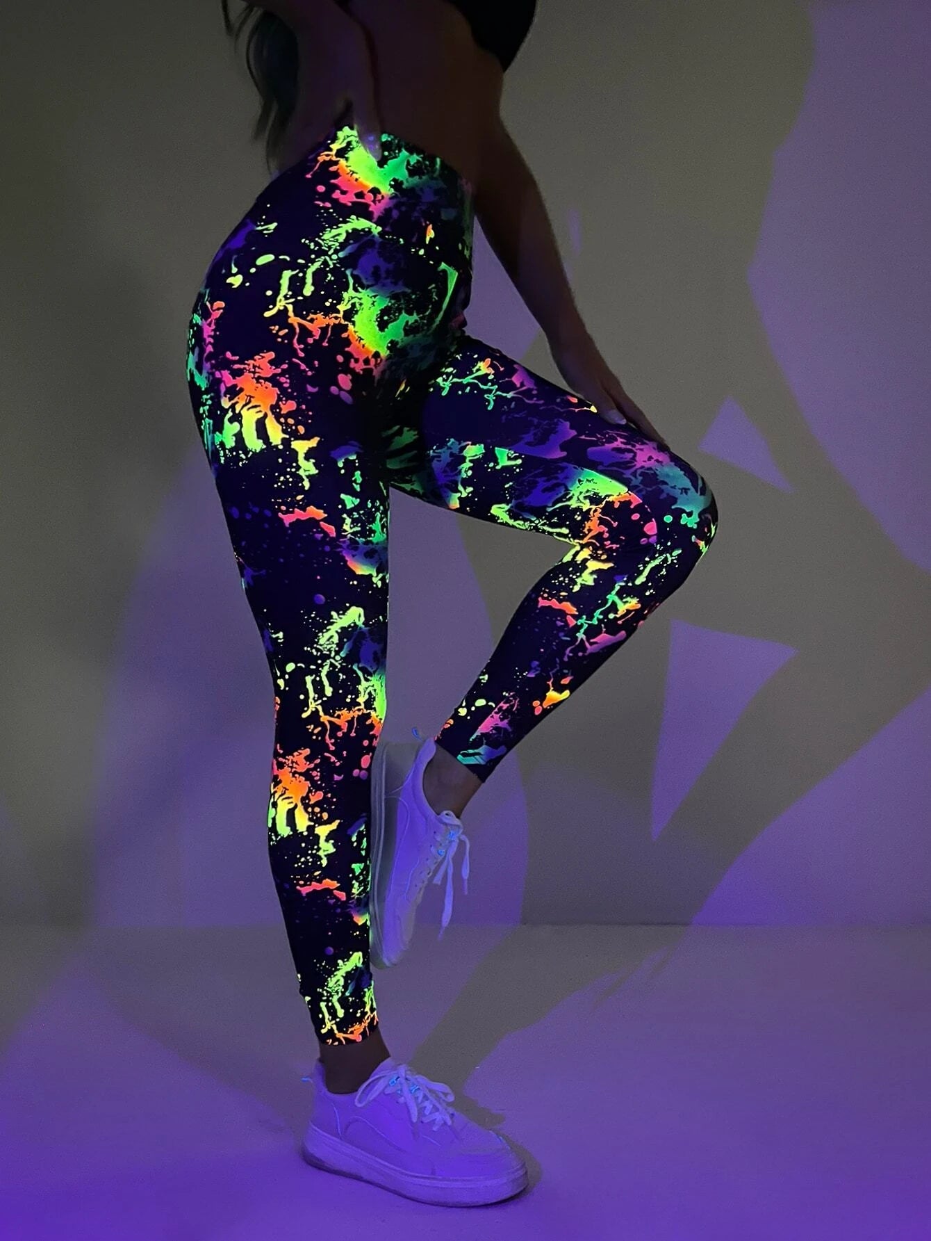 FLUORESCENT MULTICOLORED LEGGINGS - BRIGHT GRAPHIC