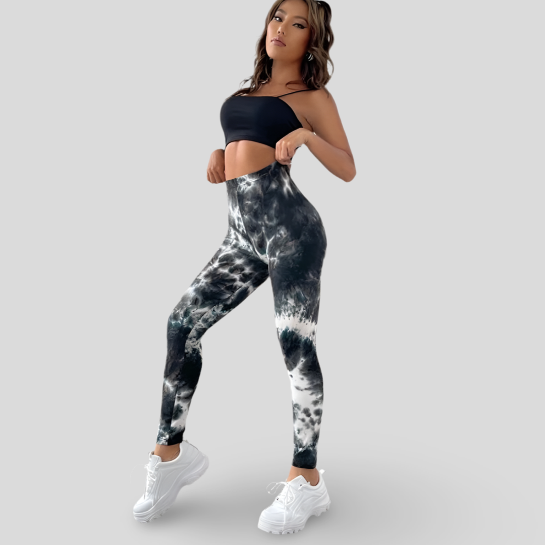 MODERN COLORFUL LIGHTNING PATTERN SPORTS LEGGINGS - STORM