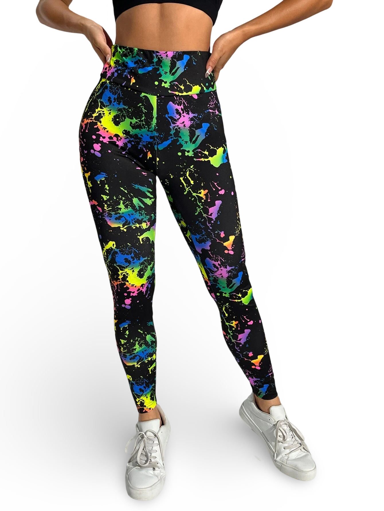 FLUORESCENT MULTICOLORED LEGGINGS - BRIGHT GRAPHIC