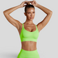 LIME SPORTS SET WITH CROSS-BACK TANK TOP AND PUSH-UP SHORTS - FLUORESCENT