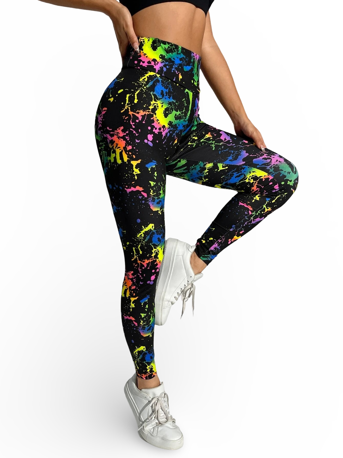 FLUORESCENT MULTICOLORED LEGGINGS - BRIGHT GRAPHIC