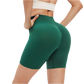 HIGH-WAISTED SHORTS WITH TRANSPARENCY ON THE THIGHS - EMERALD