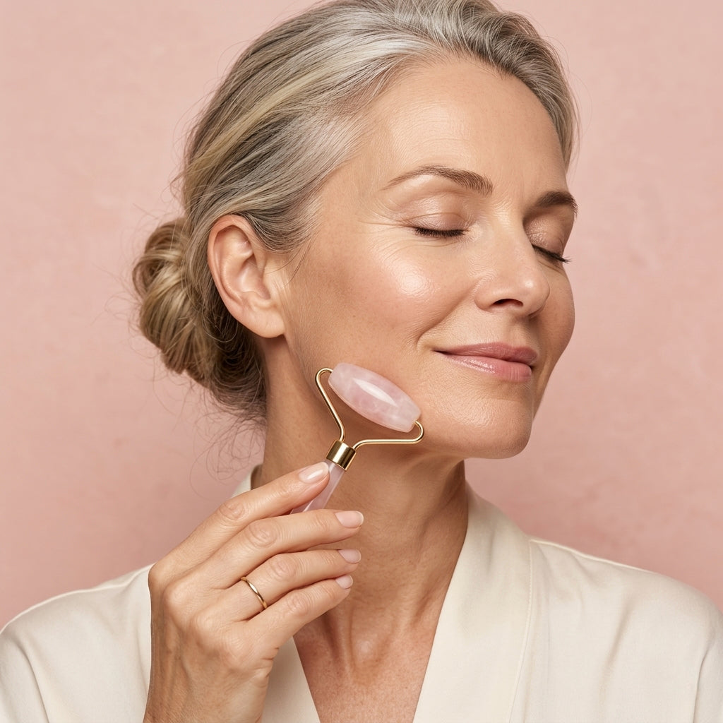 Rouleau de Massage Facial en Jade Véritable – Éclat et Anti-Âge