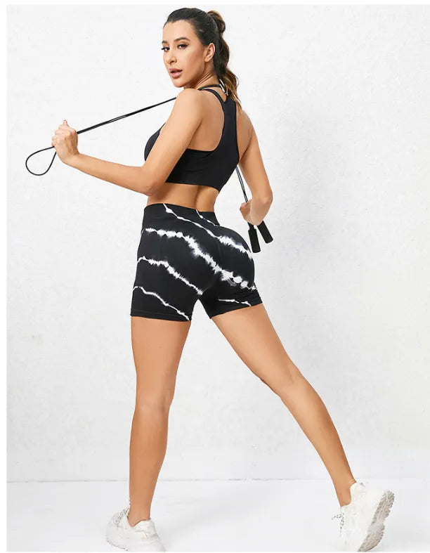 Black and White - Shorts neri con fantasia a strisce - UniX4U