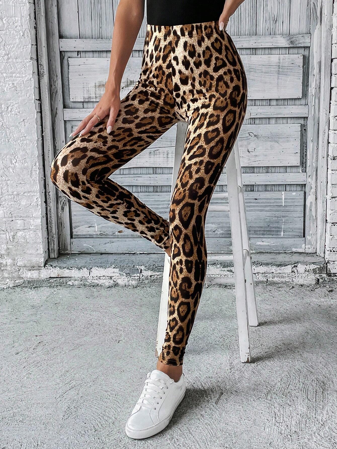 Leggings a vita alta con stampa leopardata - Leopard