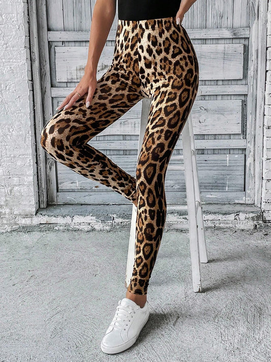 HIGH-WAISTED LEOPARD PRINT LEGGINGS - LEOPARD