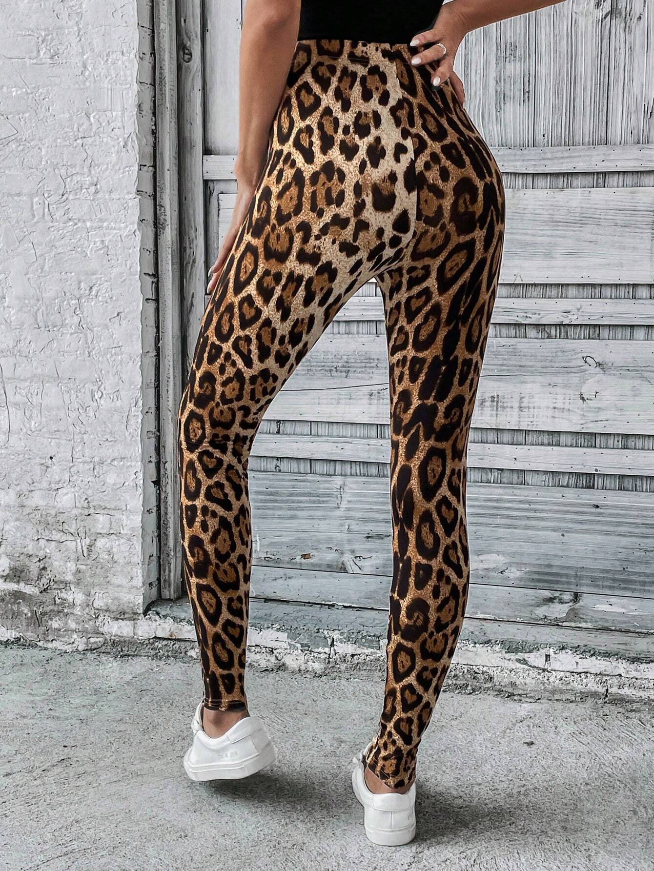 Leggings a vita alta con stampa leopardata - Leopard