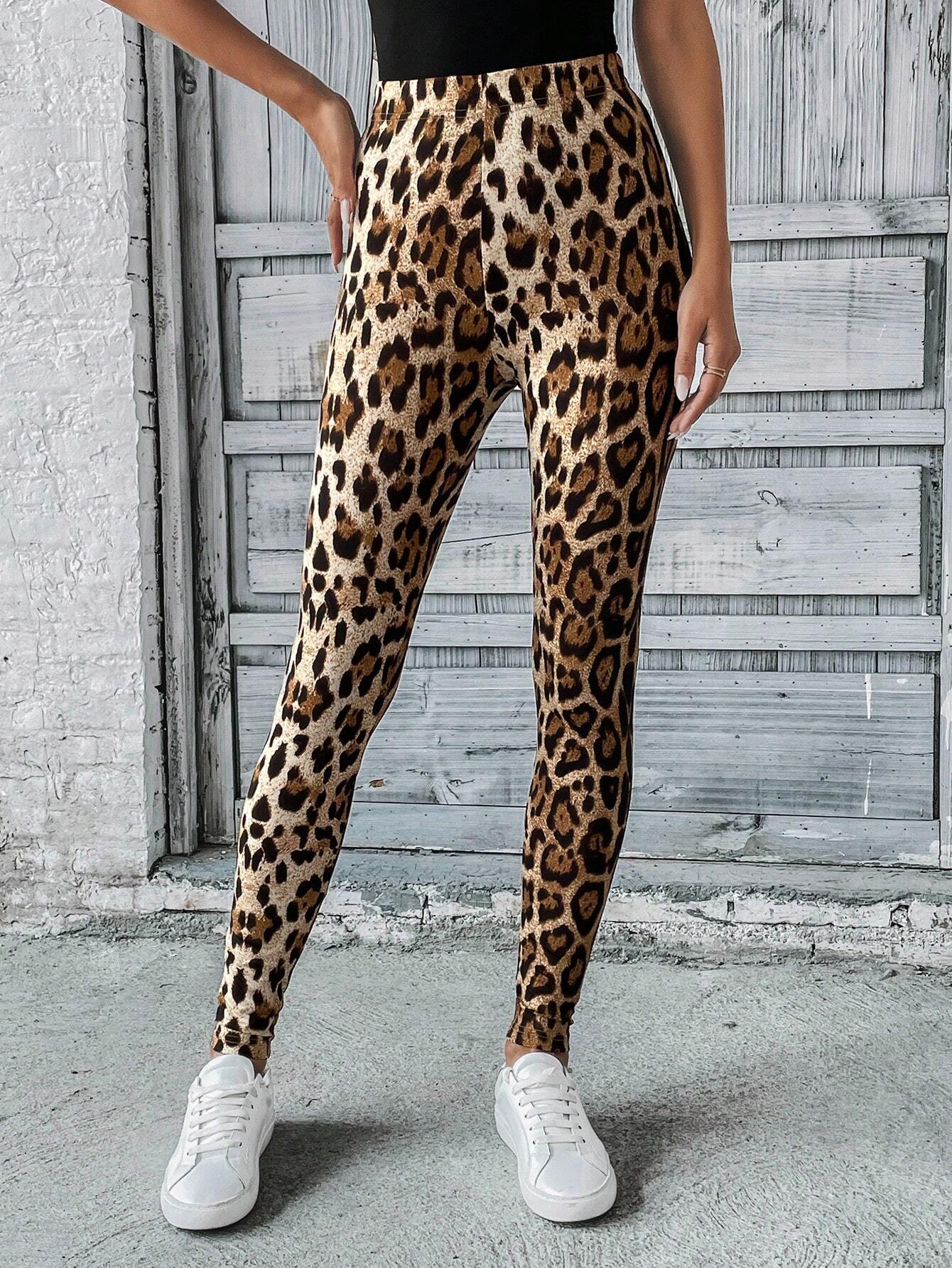 Leggings a vita alta con stampa leopardata - Leopard