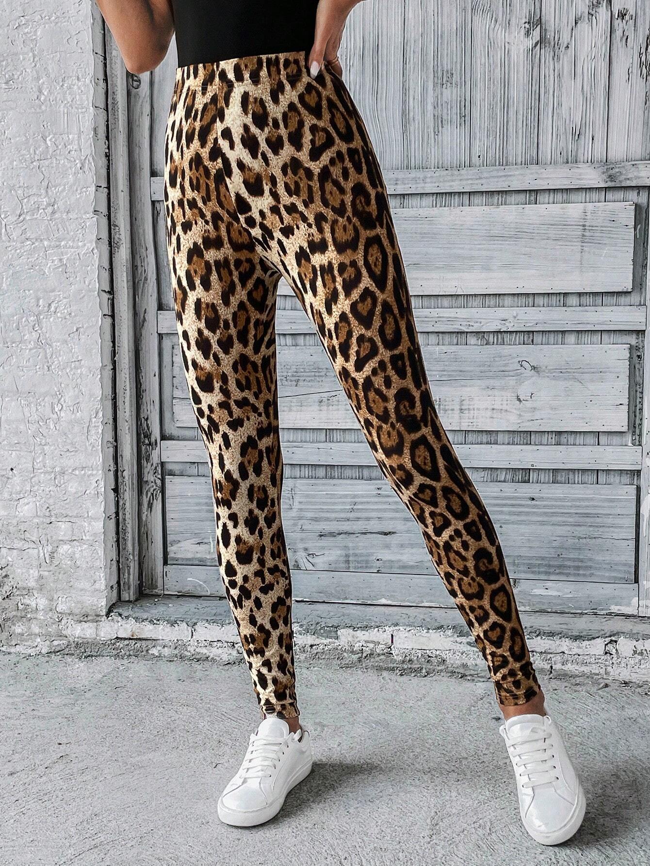 Leggings a vita alta con stampa leopardata - Leopard