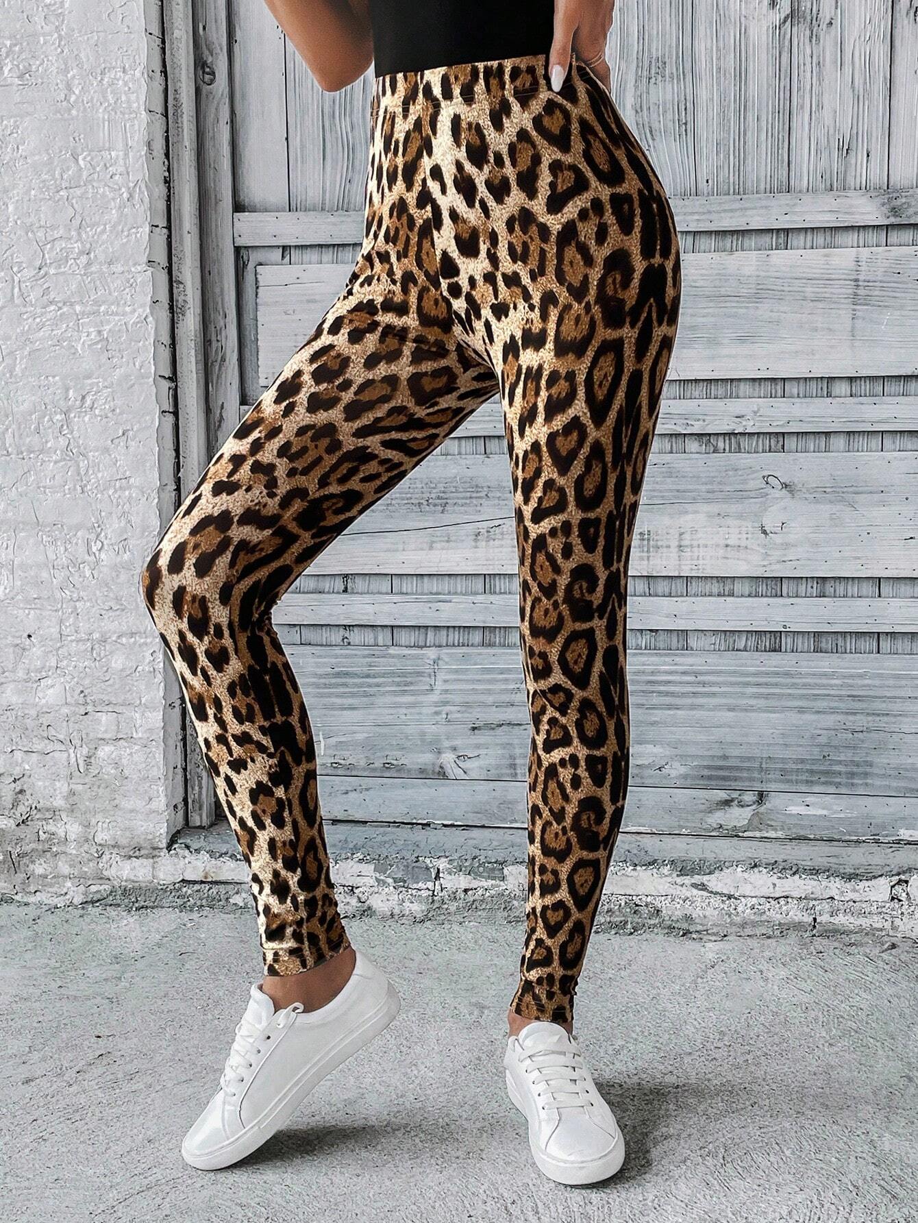 HIGH-WAISTED LEOPARD PRINT LEGGINGS - LEOPARD